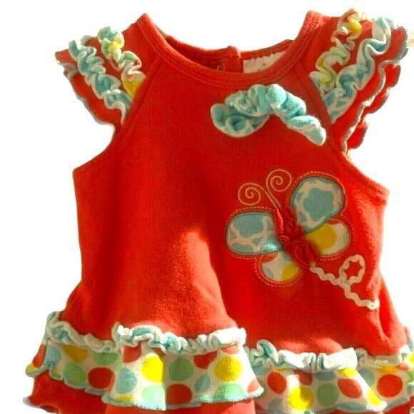 Nursery Rhyme Baby Girls Dress Size 3M Multicolor Butterfly Ruffles Sleeveless - Picture 1 of 7